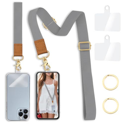 Yonlevres Phone Lanyard Crossbody Strap Wrist Neck Adjustable Women Grey - color: 0 Grey