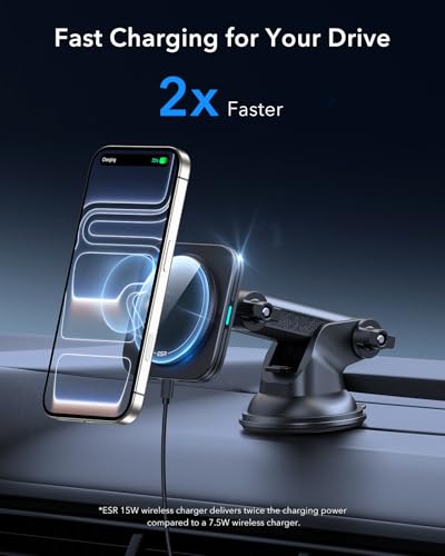 ESR for 15W MagSafe Car Mount Charger for iPhone Duo/18 Pro/17-12, S26/S25