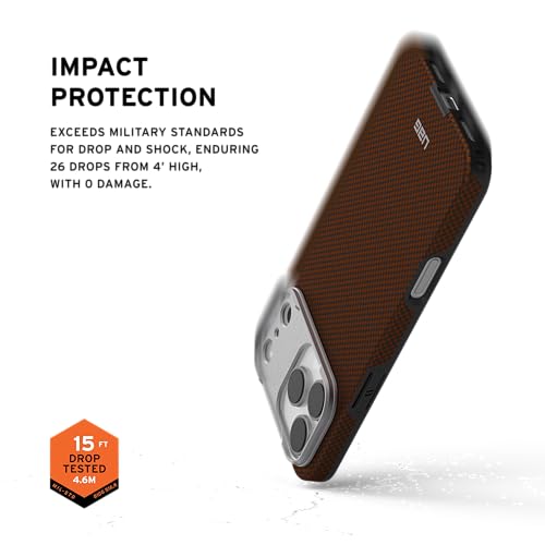 URBAN ARMOR GEAR UAG Designed for iPhone 17 Pro Max Case Fibr Armr - Compatible with MagSafe Military Grade Protective Cover, Solar Flare/Charcoal - color: Fibr Armr - Solar Flare/Charcoal