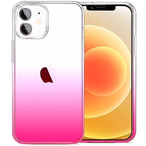 JJGoo Compatible with iPhone 12 mini Case, Soft Transparent Shockproof Protective Slim Thin Bumper Phone Cover, Gradient Pink - color: Gradient Pink
