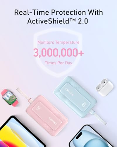 Anker Zolo Power Bank,20,000mAh 30W Portable Charger with Built-in USB-C - color: Pink, size: 20000 MAh