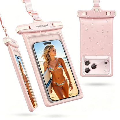 wellhouse Waterproof Phone Pouch, Waterproof Phone Case for iPhone 17 16 15 14 13 Pro Max XS Samsung, IPX8 3D Cellphone Dry Bag Beach Essentials (1 Pack - Pink8.0, 8 inch) - color: 1 Pack - Pink8.0"