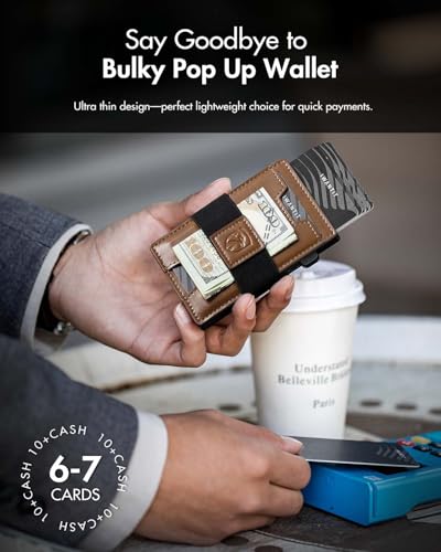 iwantit 3 in 1 MagSafe Wallet Men: Slim Bifold Money Clip + Smart Pop up Card Holder - Cash Strap, Men’s Minimalist Magnetic Wallet, ID Window, Premium Leather (Vegetable-tanned Khaki) - color: Vegetable-tanned Khaki