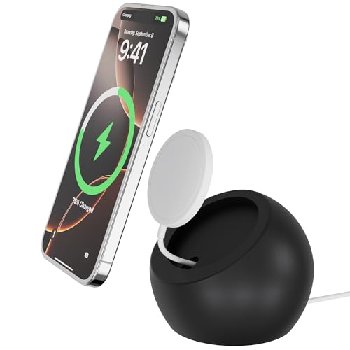 Wireless Charger Stand, Compatible with MagSafe, iPhone 12-18, Desk Stand - color: Black
