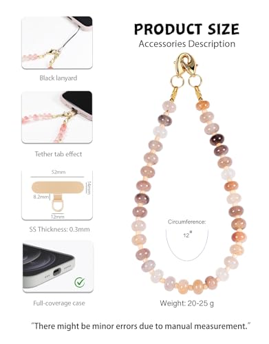 CH.yishi Beaded Phone Charm Wrist Strap with Tether Tab,Camera Lanyard - color: Violet Agate