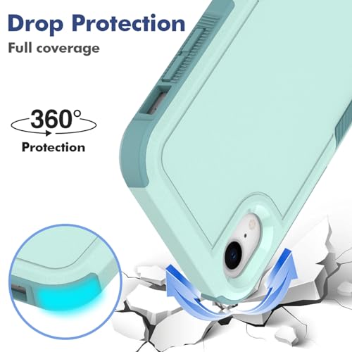 for iPhone XR Case: Dual Layer Protective Heavy Duty Cell Phone Case Shockproof Rugged Bumper Tough with Screen Protector - 16ft Military Grade Drop Tested for Appple iPhone XR (6.1 inch), Green - color: Mint Green (PC) + Mint Green (TPU)
