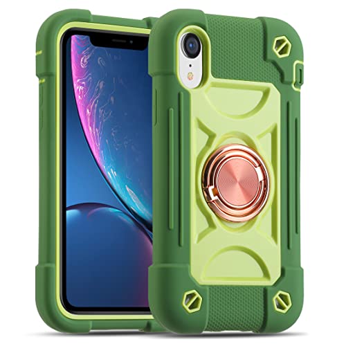 MARKILL Compatible with iPhone XR Case 6.1 Inch with Ring Stand, Heavy-Duty Military Grade Shockproof Phone Cover for iPhone XR 6.1. Avocado - color: Avocado, size: iPhone XR 6.1"
