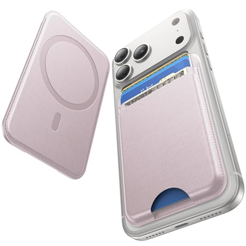 for MagSafe Wallet, 5 Card Holder, Slim Leather Magnetic Wallet for iPhone 17/16/15/14/13/12 Pro Max Plus Air Series, 1 Card Slots & 1 Cash Slot,Pink - color: Pink