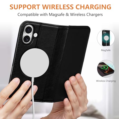 for iPhone 17 Wallet Case 6.3" Flip Card Holder Kickstand Black - color: Black, size: 6.3" iPhone 17