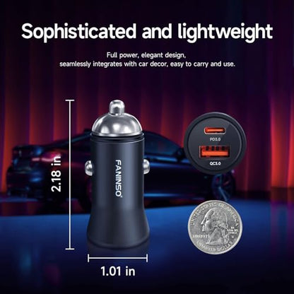 20‑Pack USB C Car Charger, 60W Dual Port (USB‑C + USB‑A) PD/QC Fast Charging 12V/24V Cigarette Lighter Adapter, Compatible with iPhone 17/16/15, Galaxy S26/S25/S24, Pixel, iPad - size: 20‑Pack