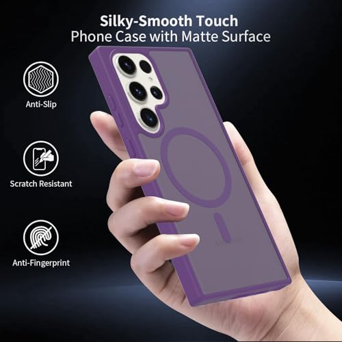 for Samsung Galaxy S23 Ultra Case Magnetic, Compatible with Magsafe 6.8 Inches Slim Fit Heavy Duty Protection Wireless Charging Lightweight Shockproof Anti-Slip Protective Phone Cover, Purple - color: Purple Magnetic