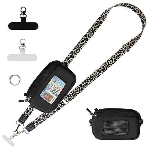Clip and Go Strap for Phone with Wallet Crossbody Lanyard (Black White) - color: Black White