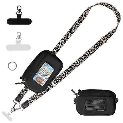 Clip and Go Strap for Phone with Wallet Crossbody Lanyard (Black White) - color: Black White