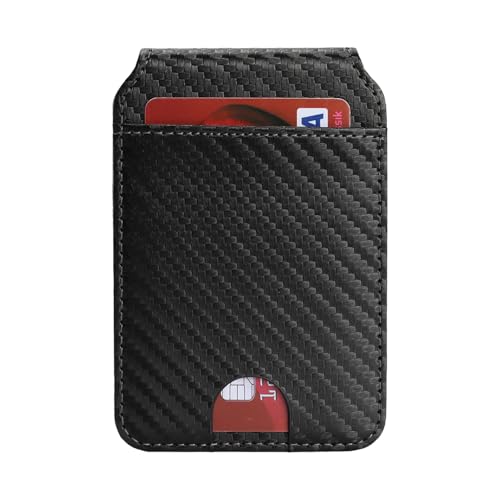 Ｈａｖａｙａ Carbon Fiber Wallet Case for iPhone 16 - Black | Carbon fiber, detachable wallet, 5-card slots & kickstand, MagSafe 15W fast charge, raised bezels - color: Black