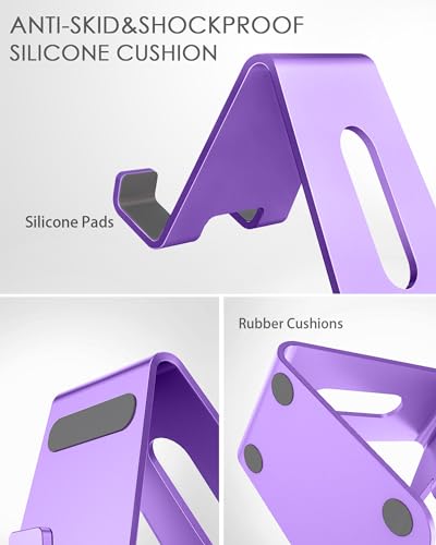 CreaDream Phone Stand Holder, Aluminum Phone Stand for Desk - color: Dark Purple
