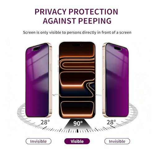 2 Pack Privacy Screen Protector for iPhone 17 Pro Max Tempered Glass 6.9'' Private Saver Anti-Spy Eye Protection Anti-Scratch Full Coverage No Bubble