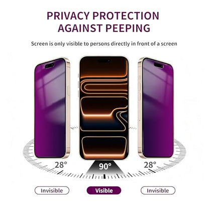 2 Pack Privacy Screen Protector for iPhone 17 Pro Max Tempered Glass 6.9'' Private Saver Anti-Spy Eye Protection Anti-Scratch Full Coverage No Bubble