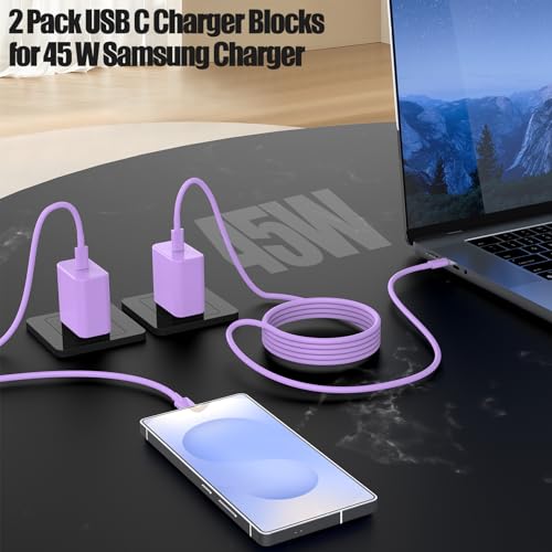 45W USB C Fast Charger for iPhone 17/ Air/16/15 Pro Max - color: Purple, size: 2Pack-10FT-iPhone15-17