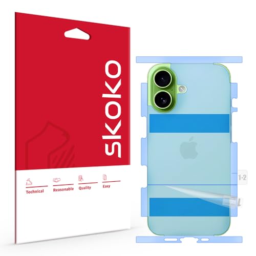 skoko [2Sets in 1 Pack Matte Back & Side Edge Full Body Cover Protective Film for iPhone 17, Bubble-Free, Easy Attachment, TPU-Like Screen Protector