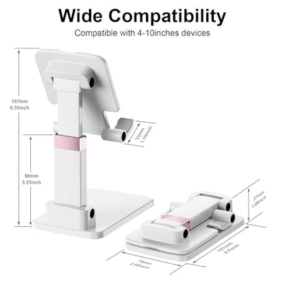 Phone Stand for Desk Cellphone Holder Height Angle Adjustable Stands, Anti-Slip Base, Compact Design for iPhone Android Devices,Black,1Pack - color: Black