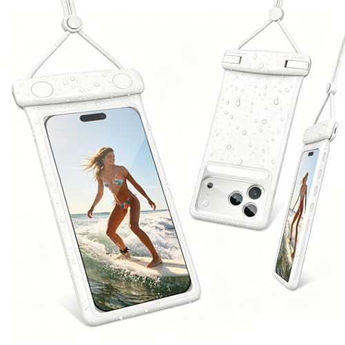 wellhouse 3D Waterproof Phone Pouch with Lanyard,Premium TPU100FT Deep Waterproof Phone Case for iPhone 17 16 15 14 13 12 Pro Max XS Samsung,Snorkeling, Surfing, Kayaking,Skiing,Hot Springs - color: 1 Pack - Duke White7.0"