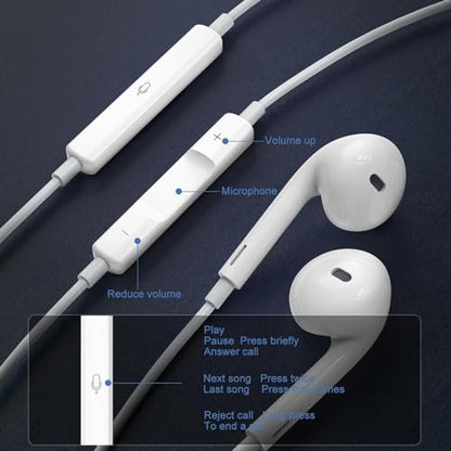 Wired Headphones for iPhone, 2-Pack Earbuds with Mic and Volume Control