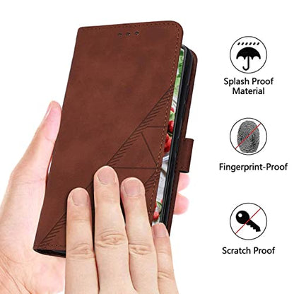 for iPhone X/Xs Flip Wallet Case with Card Slots, Brown | PU Leather, TPU Interior, 3 Card Slots, Cash Pocket, Magnetic Clasp, Detachable Wrist Strap, Stand, Precise Cutouts - color: Brown
