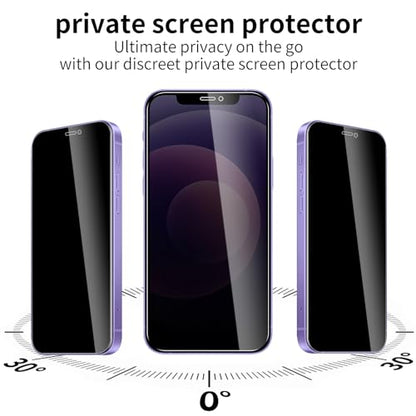 3 Pack Privacy Screen Protector foriPhone 12/12 Pro, 9H Hardness Double Shatterproof Anti-Spy Tempered Glass Film, Easy Installation, Case-Friendly - size: iPhone 12/12 Pro