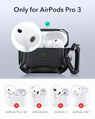 ESR for AirPods Pro 3 Case (2025), Magnetic Lid, Cyber Tough Series, Black - color: Black, size: AirPods Pro 3 Case