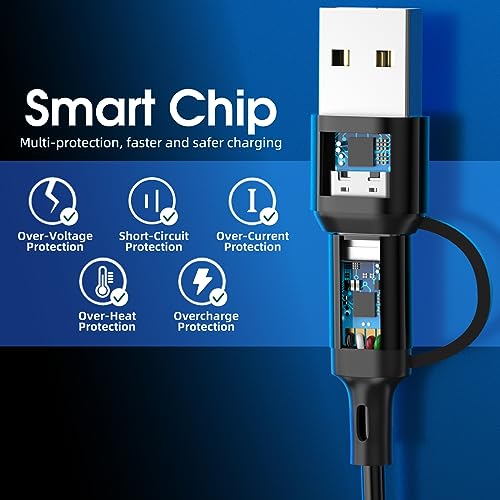 Ankndo 6 in 1 Multi Charging Cable, Multi Charger Cable for All Devices - color: Black