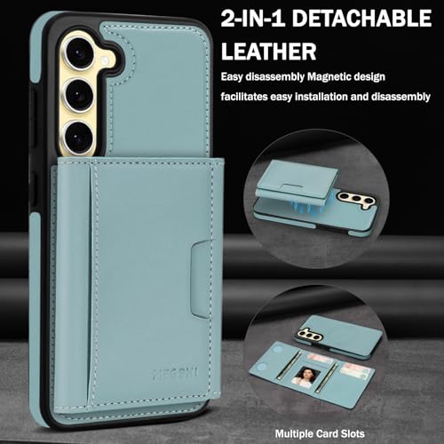 for Samsung Galaxy S23 Wallet Case, 2-in-1 Detachable Magnetic Wallet Case, Card Holder RFID Blocking, Fashionable Faux Leather Card Slot & Folding Design (Blue) - color: Blue, size: Samsung Galaxy S23