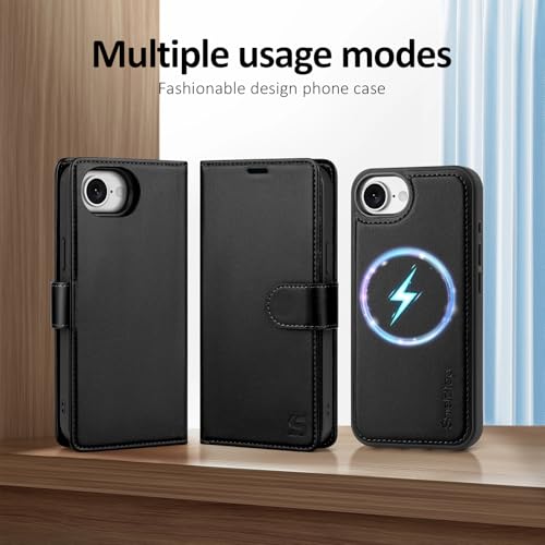 Shieldtop Compatible with MagSafe iPhone 17e / 16e Wallet Case,Black | 2 in 1 Detachable Magnetic,Credit Card Holder Slots,RFID Blocking,PU Leather,Kickstand,Flip Folio Phone Cover for Men & Women - color: Black