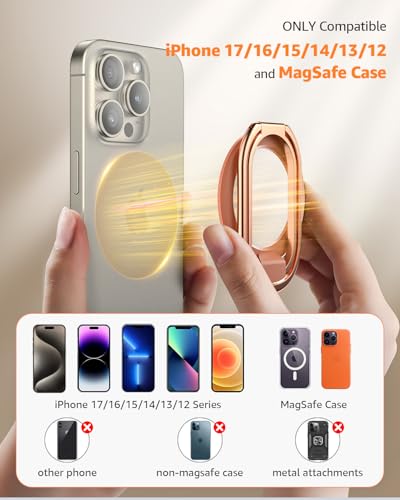 SUPERONE Mag Safe Phone Stand, Adjustable Magnetic Phone Grip & Kickstand - color: Rose Gold