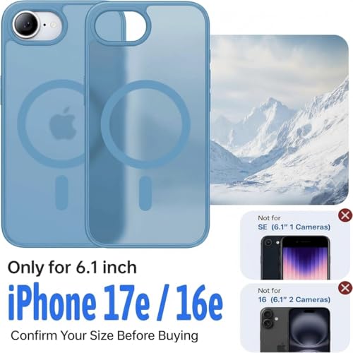 Eastinbox Magnetic iPhone 17e & 16e Case, Matte Case, Lightblue | Shockproof, Compatible with MagSafe, Military-Grade Protection, Anti-Yellowing, Phone Case for iPhone 17 e/16 e 6.1" - color: Light Blue