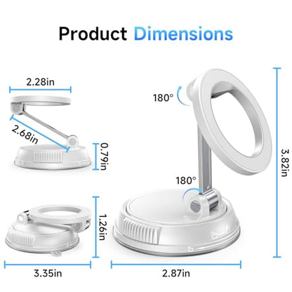 ANDERY Car Phone Holder for Magsafe [78+LBS Strongest Suction & 2400gf Magnetic] 360° Adjustable Car Phone Mount, Phone Holders for Your Car for iPhone 17 Pro Max 16 15 14 13 12 Air Plus, Gray White - color: Gray White