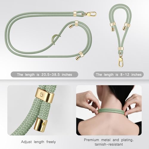 UKON Cell Phone Lanyard,Crossbody Lanyard and Wrist Strap Premium Metal Buckle Phone Charms with 2 X Strap Patch Compatible with All Smartphone(Green) - color: Green