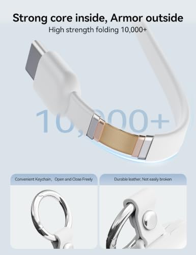 Portable Charger 10000mAh 22.5W Power Bank Built-in 2 Cables Keychain | Charge 5 Devices, TSA approved, Travel Fast Charging Battery Pack for iPhone Samsung Google Android & iWatch Charger, White - color: White