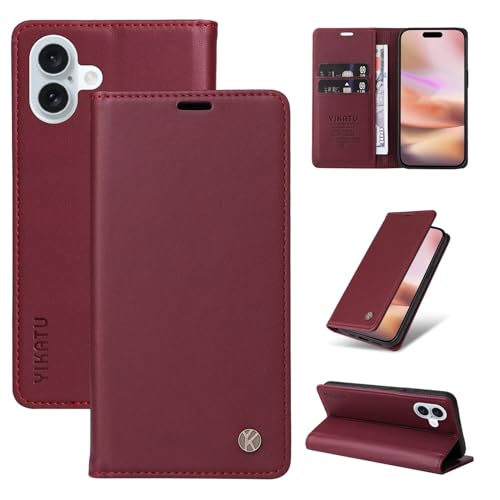 Caseurban Compatible with iPhone 16 Plus Wallet Case PU Leather Flip Folio Case with Card Holder Magnetic Closure Shockproof Protective Phone Cover Black - color: Black, size: iPhone 16 Plus