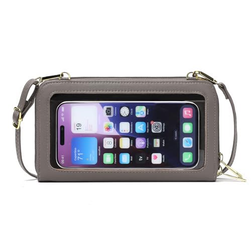 GOIACII Phone Purse Crossbody Bags for Women Small Travel Wallet Touch Screen RFID Blocking - color: C04 Grey
