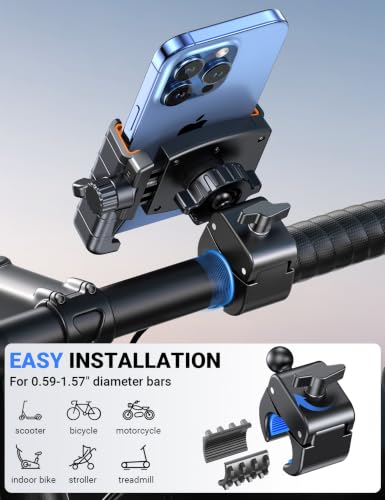 Coolpow Motorcycle Bike Phone Holder for Bike, 1s Lock Bike Phone Mount