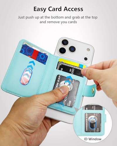 ONETOP for MagSafe Wallet,Magnetic Phone Wallet with 5 Card Slots,MintGreen | 1-12 Cards/Cash Holder for iPhone 17/16/15/14/13/12 Series,Detachable Wallet Stick-On Back,PU Leather RFID Blocking Kickstand - color: Mint Green