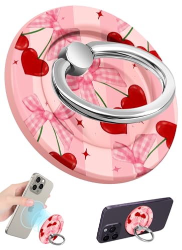 Lotadilo Magnetic Phone Ring Holder, Cute Phone Grip Stand, PK Cherry - color: PK Cherry