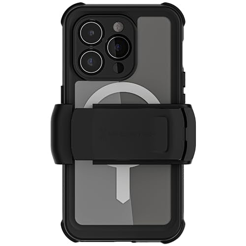 Ghostek Nautical Waterproof Apple iPhone 15 Pro Case with Holster Belt Clip - Screen & Camera Protector, MagSafe Compatible, Rugged Heavy Duty (6.1 Inch, Clear) - color: Clear, size: iPhone 15 Pro