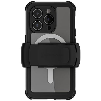Ghostek Nautical Waterproof Apple iPhone 15 Pro Case with Holster Belt Clip - Screen & Camera Protector, MagSafe Compatible, Rugged Heavy Duty (6.1 Inch, Clear) - color: Clear, size: iPhone 15 Pro