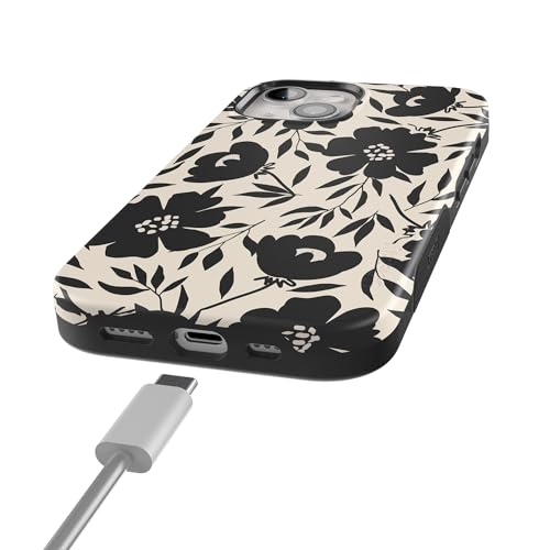 Casely iPhone 15 Plus Case | Dark Fantasy | Contrast Floral | Bold Protective Design | Compatible with MagSafe - color: Dark Fantasy | Contrast Floral