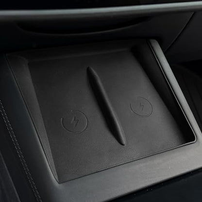 Frani Wireless Charging Pad Cover for 24-27 Tesla Model 3 Highland - color: Black, size: Model 3 Highland 2024-2026