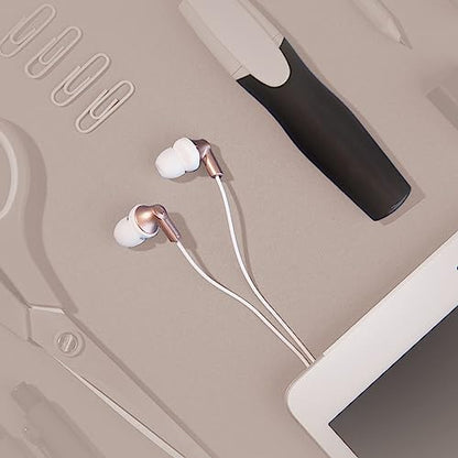 Panasonic ErgoFit Wired Earbuds, In-Ear Headphones with Dynamic Crystal-Clear Sound and Ergonomic Custom-Fit Earpieces (S/M/L), 3.5mm Jack for Phones and Laptops, No Mic - RP-HJE120-N (Rose Gold) - color: Rose Gold, size: S/M/L, style: No Mic