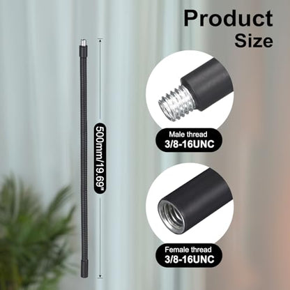 20-Inch Flexible Gooseneck Tubing, 3/8"-16 Female to Male Thread Universal Arm Gooseneck Extension Holder for Microphone, Tripod Phone, Camera, LED Video Lights - color: 1 Pack, size: 20 Inch