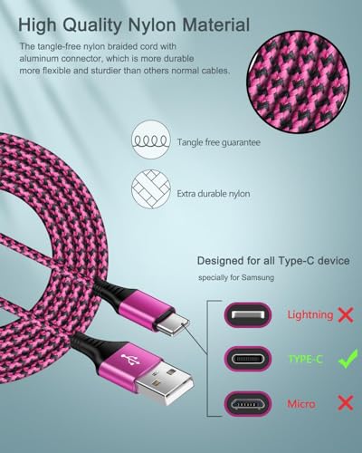 [4Pack/6FT] USB Type C to USB A Cable, 3A Fast Charging Long Android USBC - size: 6ft, style: USB C