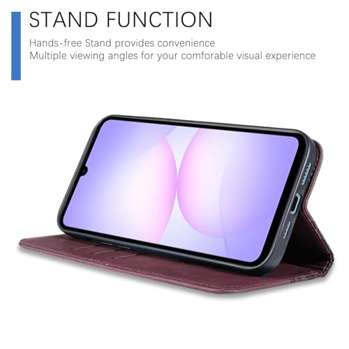 Wallet Case for Samsung Galaxy A07/A06 5G 6.7 inch 2025/2024 - PU Leather Flip Cover with Card Holder Slots, Strong Magnetic Folio Phone Case, Wine Red - color: Wine Red, size: Samsung Galaxy A07/A06 6.7"
